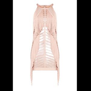 Herve Leger Krista Sequinned Fringe Dress
